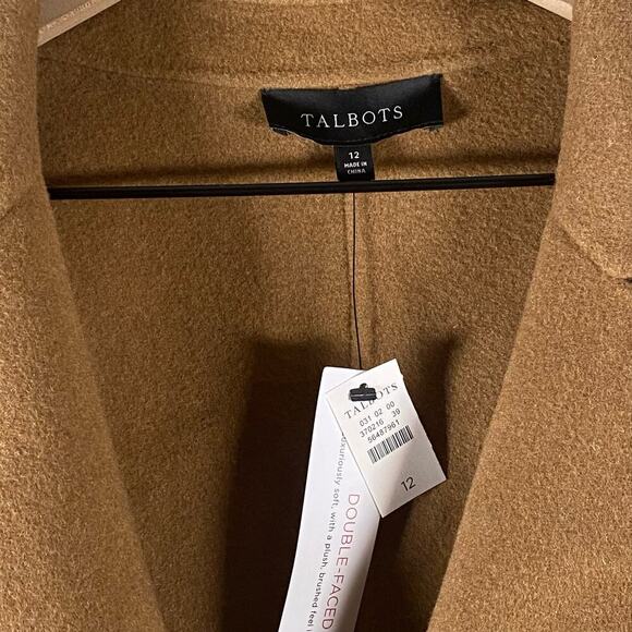 NEW Talbots Coat 12 Wool Blend Campfire Plaid Classic Lapel Patch Pockets Long - Picture 4 of 15